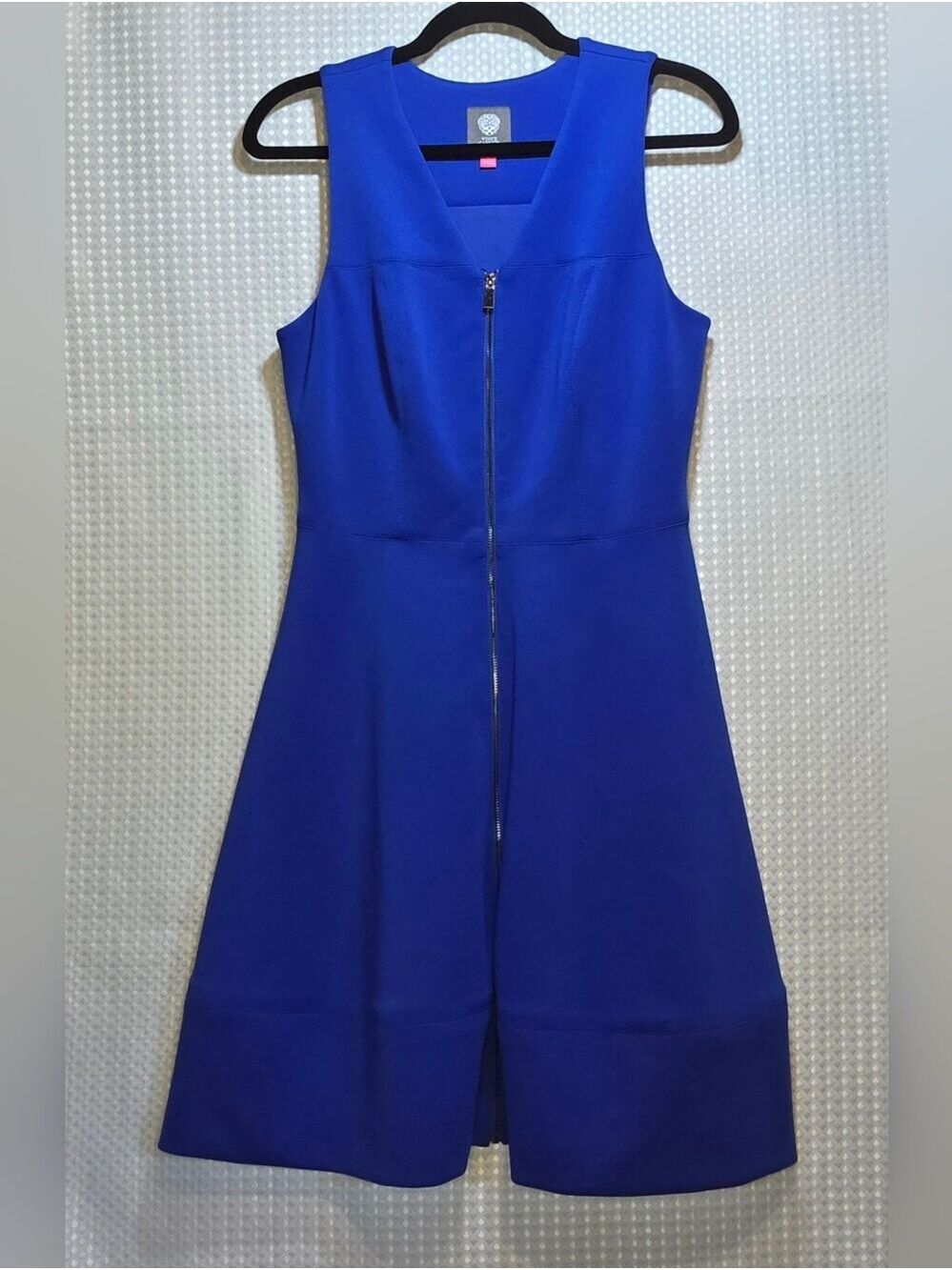 Vince Camuto Cobalt Blue Zip Front Fit & Flare Dress Size 4 - Picture 13 of 14